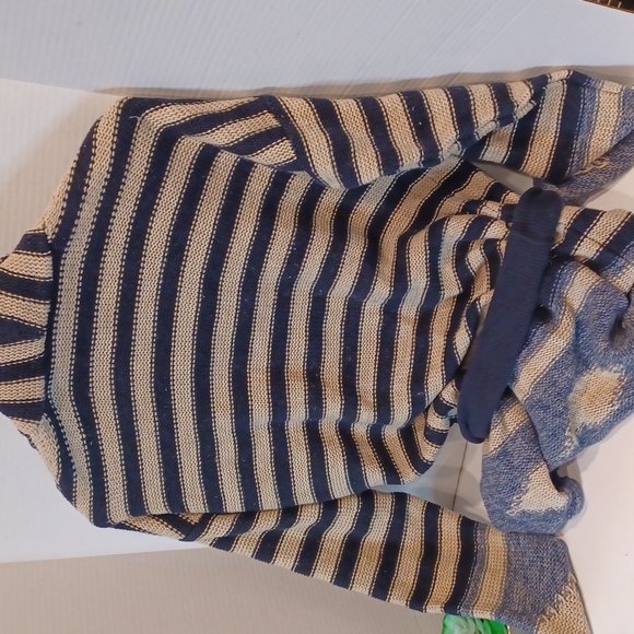 Lauren Ralph Lauren LRL Linen Cotton Blend Cardigan Belted Blue Striped Sweater - Picture 10 of 13